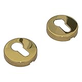 JUVA Zylinderrosette Edelstahl Türrosette rund - H8250 | Schlüssel-Rosetten für Zimmertüren & Holztüren | Messing poliert | PVD beschichtet | 1 Paar - PZ-Zylinder Gold-Optik inkl. Befestigungsmaterial