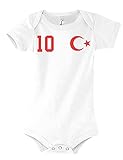 Kinder Baby Strampler Shirt Türkei Türkiye mit Wunschname + Nummer - Rot 6-12 Monate