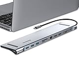 Baseus 11 in 1 Docking Station USB C Hub Triple Display USB C Adapter mit 2 4K HDMI, 3 USB 3.0, Typ-c Stromversorgung, VGA, SD/TF Kartenleser, Ethernet, 3,5 mm Audio für MacBook Pro/Air und Typ C