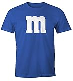 MoonWorks® Herren T-Shirt Gruppen-Kostüm M Aufdruck Kostüm Fasching Karneval Verkleidung Männer Fun-Shirt blau L