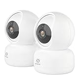 Woox 360 Grad Kamera Überwachung Innen, Überwachungskamera Innen mit Zwei-Wege-Audio/Bewegungserkennung/Nachtsicht, 1080P WLAN Kamera Indoor Arbeitet mit Alexa, Hunde Kamera 2 Pack