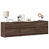 Iiaky TV-Schrank mit LED-Beleuchtung TV Schrank Fernseher Schrank Sideboard TV Lowboard Wohnzimmer Braun Eichen-Optik 180x34x50 cm // 3307932
