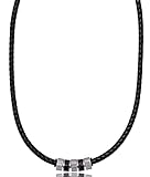 David Galvani ® Lederkette Herren Halskette Echtes Leder für Männer in Silber Edelstahl (Silber, 50)