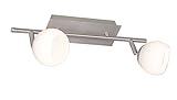 WOFI Deckenbalken, 2-flammig, Serie Cara, 2x LED 5 W, 18 x 40 cm, 3000 k, 450 lm, Glas weiß mit Dekoschliff, nickel matt 7535.02.64.0000