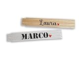 Meterstab mit Name und Herz Symbole - Zollstock personalisiert mit Name - Wunschname ideal für Hobby Handwerker, Bauherren, Vatertag