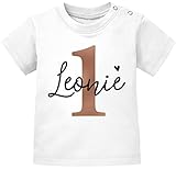 SpecialMe® personalisiertes Baby T-Shirt Geburtstag Monogramm Geburtstags-Shirt personalisierbar mit Name Alter 1-3 1 Jahr weiß 80/86 (10-15 Monate)