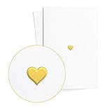 2er Set Hochzeitskarten Edel mit Herz in Goldfolienprägung auf hcohwertigem Papier, Ausgefallene Glückwunschkarte zur Hochzeit, Verlobung oder zum Hochzeitstag, E14