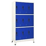 ShGaxin Schließfachschrank, Wertfachschrank, Schließfächer, Metallschrank, Personalschrank, Spind Schrank, Stahlspind, Metallspind, Self-Storage-schließfach, Grau und Blau 90x45x180 cm S