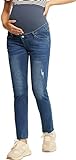 Maacie Umstandsjeans Jeans mit geradem Bein Umstandshose Slim Fit für die Arbeit dunkelblau L MC0336A23-02
