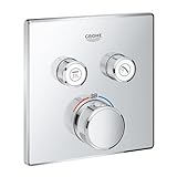 GROHE Grohtherm Smartcontrol - Brause- & Duschsystem -Thermostat (2 Absperrventile, ultraflaches Design, Wandrosette aus Metall) , chrom, ‎29124000, eckig