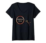 Damen Motivierendes Grafikdesign 'Comfort Zone' T-Shirt mit V-Ausschnitt
