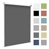 Verdunkelungsrollo Verdunklungsrollo ohne Bohren & mit Bohren,Rollo Verdunkelung Dunkelgrau 85x120cm(Stoffbreite 80cm) für Fenster innen Wand/Deckenmontage Fensterrollo Seitenzug