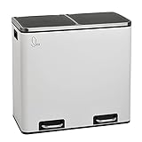 SVITA TM2X15 Treteimer 30 Liter Abfalleimer Mülleimer Design Mülltrennung Papierkorb Küchen-Ordnung Trennsystem (Weiß)