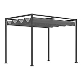 Outsunny Pergola Pavillon Terrassenüberdachung mit Schiebedach Polyester Grau 298 x 213 x 221 cm