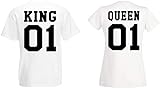 Partner Couple Pärchen King Queen T-Shirt - 1x Herren Tshirt Weiß XL