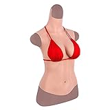 AJIU Silikonbrüste Lebensechte gefälschte Brustplatte Hoher Kragen Gefälschte Brüste Enhancer für Crossdresser Mastektomie,Nude,G Cup