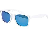 Balinco Sonnenbrille UV400 CAT 3 CE Rubber - mit Federscharnier für Damen & Herren (weiß - blau verspiegelt)