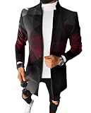 ZACOLLAN Langarm Jacke Herren Vintage Trend Outdoorjacke Herren Mittlere Länge Mode Komfortabel Übergangsjacke Herren Casual Einzigartig Gutaussehend Tweed-Mantel Herren DD-10 L