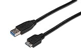 DIGITUS USB 3.0 Anschluss-Kabel - 1m - Verbindungs-Kabel von USB Typ A auf USB mikro B - Super-Speed 5 GBit/s - Schwarz
