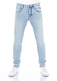 riverso Herren Jeans Hose RIVCaspar Slim Fit Jeanshose Used Look Baumwolle Denim Stretch Schwarz Blau Grau w29 w30 w31 w32 w33 w34 w36 w38, Farbe:Light Blue (L139), Länge:L30, Weite:36W