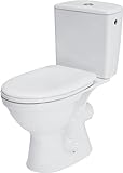 CERSANIT Stand WC mit Spülkasten Komplett | Toiletten mit Toilettensitz Polypropylen ohne Absenkautomatik | Kloschüssel mit Waagerecht Ablauf - 37 cm Breite | Stand WC aus Keramik | Farbe: Weiß