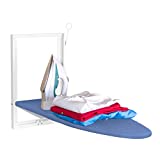 Xabitat Wandbügelbrett - Kompakte Halterung Zusammenklappbares Bügelbrett für kleine Räume - Platzsparend mit Baumwollgewebebezug - Weiß und Blau