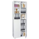Bücherschrank Aktenschrank mit 2 Türen Ordnerschrank B 80,2 cm x H 214,7 cm x T 35 cm Weiß/Weiß Mehrzweckschrank Büroschrank - Büromöbel