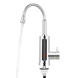 Elektrische Durchlauferhitzer, 360° Elektrische Wasserhahn Küchenarmatur mit Durchlauferhitzer Beheizbarer und Universelle Schnittstelle, für Wohnbereiche, Küchen, Wohnungen, Bäder, 6 * 48cm Silb