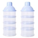 VOARGE 2 Stück Milch Pulver Spender, Formel Milchpulver-Portionierer für 4 Schicht, Tragbarer Baby Milchpulver Behälter,milchpulver container mit Gleichmacher (Blau)