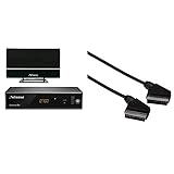STRONG SRT 8541 Set DVB-T2 Receiver mit Antenne für freenet-TV (FullHD, HDMI, LAN, SCART, Mediaplayer, nur für DE geeignet) schwarz & Hama Scart zu Scart-Kabel M/M 1,5m mit 21 Pins