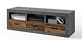 ADHW Lowboard, mit 3 Schubladen TV Board in Old Wood Optik und Beton