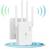 GUHUASHI 1200Mbit/s WLAN Verstärker, WLAN Repeater Dual Band WLAN Verstärker Signalverstärker mit 1 LAN Port, 1 WAN Port, WPS,3dBi x4 Antennen kompatibel zu Allen WLAN G
