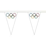 Flagtex Olympische Wimpelkette, klein, dreieckig, 5 m Länge, 12 Flaggen