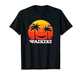 Waikiki Sonnenuntergang Retro Palme Vintage Urlaub Waikiki T-Shirt