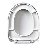 Langgestreckter Toilettensitz mit Absenkautomatik Einfache Installation Schnellverschluss Abnehmbar zur Reinigung Stabiles Scharnier Design Weiß
