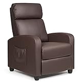 RELAX4LIFE Relaxsessel mit Liegefunktion, Fernsehsessel bis 200 kg belastbar, TV-Sessel mit Verstellbarer Rückenlehne & Fußstütze, Sessel mit Seitentasche, Liegesessel für Wohnzimmer & Büro (Braun)