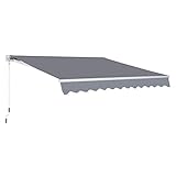 Outsunny Markise Gelenkarmmarkise Sonnenschutz mit Handkurbel 3,5 x 2,5 m Grau Alu+Poly
