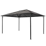 Gartenpavillon, Gartenpavillon mit Dach Aluminium 4×3×2,6 m Schwarz Terrassenüberdachung Partyzelt Faltbar Pavillion Klappbar für Grillabende Hochzeits Geburtstag