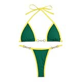 WKAYsIV Swimsuits for Women Badeanzug Damen Sport Bikini Hose Damen Schwarz Schwimmanzug-Verstellbarer-Schultergurt(Grün,M)