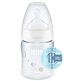 NUK First Choice+ Babyflasche | mit Temperature Control Anzeige | 150ml | 0-6 Monate | Anti-Colic | BPA Frei | neutral (Herzen)