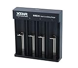 XTAR MC4 4-Schacht Li-Ion USB-Ladegerät (5V/2A) mit Netzteil 10440-26650 Schwarz