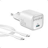 Anker 30W USB C Ladegerät, kompaktes GaN Schnellladegerät, 3X schnelleres Aufladen USB C Netzteil, Kompatibel mit iPhone 16/15/14/13/12, iPad, Samsung Galaxy S24/S23, Pixel,