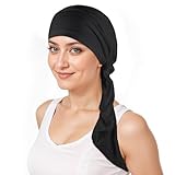JJUNW Einfarbiger Kopftuch für Damen, Kopfbedeckung für Damen, Elastische Turban Einfaches Satin Bandana Schlaf Bandana Headscarf Haarschmuck Große Schals(schwarz)