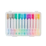 shwta 24-teiliges Set mit Mini-Gelstiften, 1,0 mm Gel-Glitzertinte für Kinder, Kugelschreiber mit Kunststoffetui, Gelstifte zum Schreiben, Notizen Machen, für Schul- und Bürob