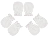 3 Paar Baby Kratzhandschuhe Set Kratzfäustlinge Neugeborene Baumwolle Fäustlinge für Mädchen und Jungen von 0 bis 3 Monate - Anti - Scratch Mittens (Weiß)
