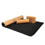 Yoga Set Kork, inkl. Yogamatte Kork + Faszienrolle, Yogablock, Yogatasche und Yogagurt |Perfekt für Yoga, Pilates & Fitness | Yogamatte rutschfest und 100% recyclebar | antimikrobielle Korkoberfläche