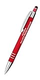 Bedruckte Soft-Touch Kugelschreiber Celena in Rot aus Metall mit Stylus & zweizeiligem Aufdruck Ihres Wunschtextes - 50 Stück