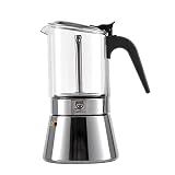 GRÄWE Espressokocher aus Edelstahl mit Glaskanne, für Induktion und alle Herdarten geeignet, spülmaschinengeeignet, 9 Tassen, 360