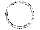 Massives Panzerarmband, 6mm - 925 Sterling Silber, Länge 16-25