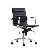 Vivol Design Schreibtisch Stuhl Valencia - Bürostuhl Ergonomisch - Stuhl Schwarz Bürostuhl 120 kg - Drehstuhl mit Rollen und Armlehnen (Schwarz, Leder)